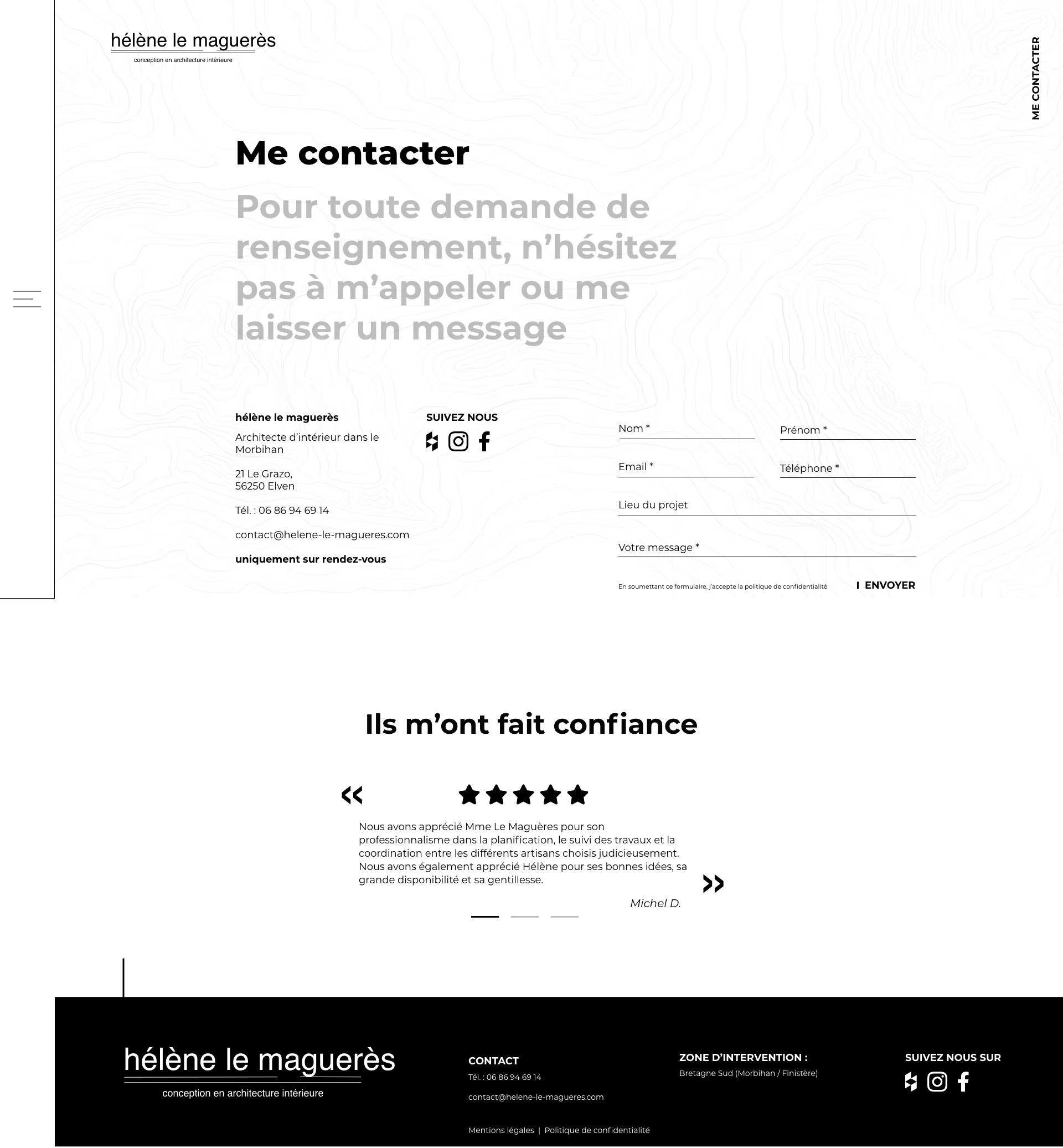 Webdesign de la page 'Contact'