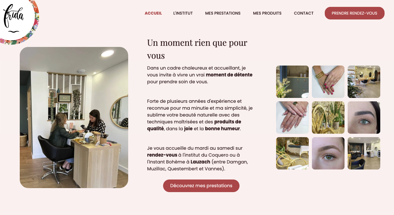 Webdesign du site internet de Frida, esthétiecienne à Lauzach