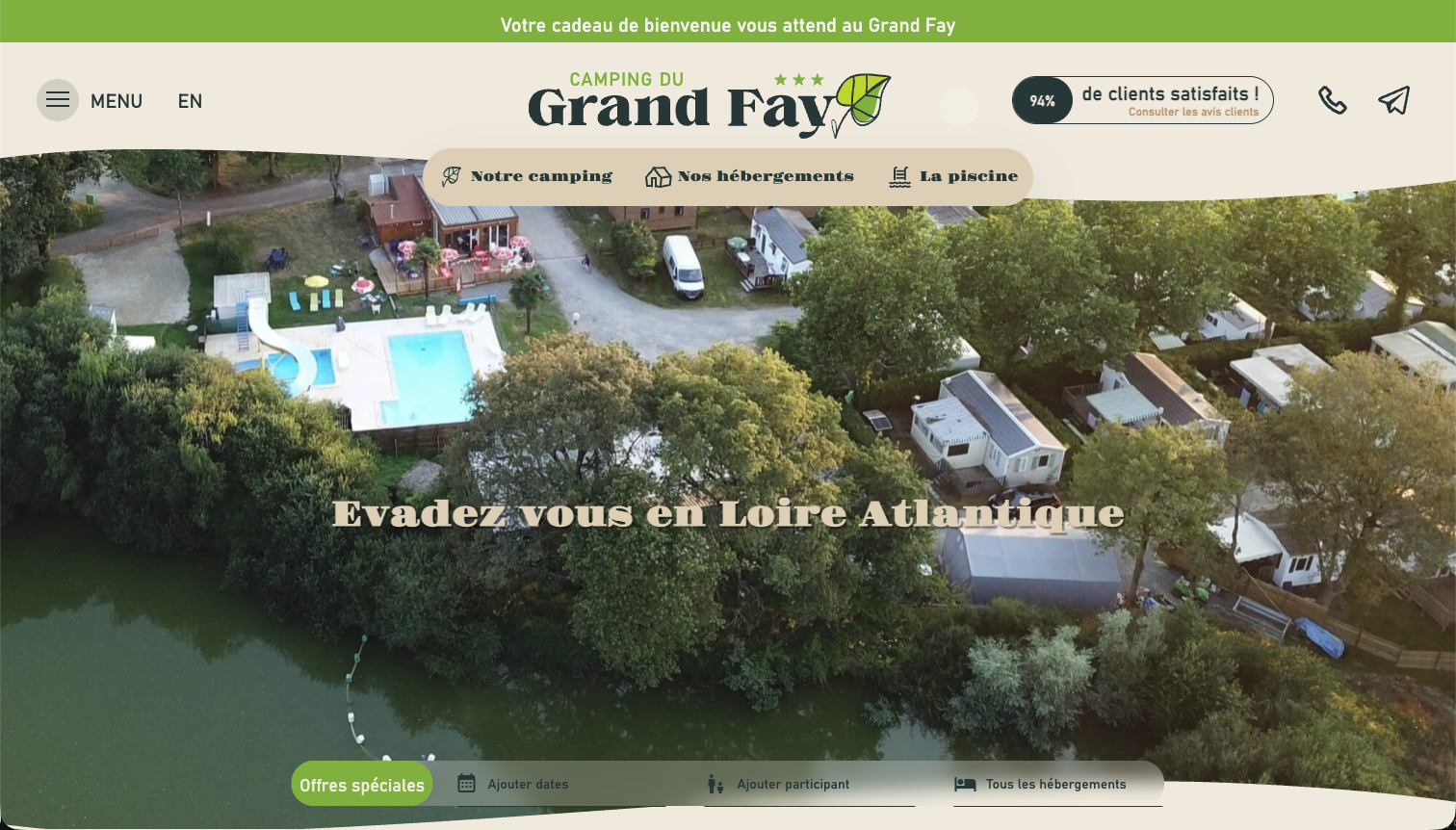 Nouveau webdesign du site internet du camping le Grand Fay en Loire Atlantique