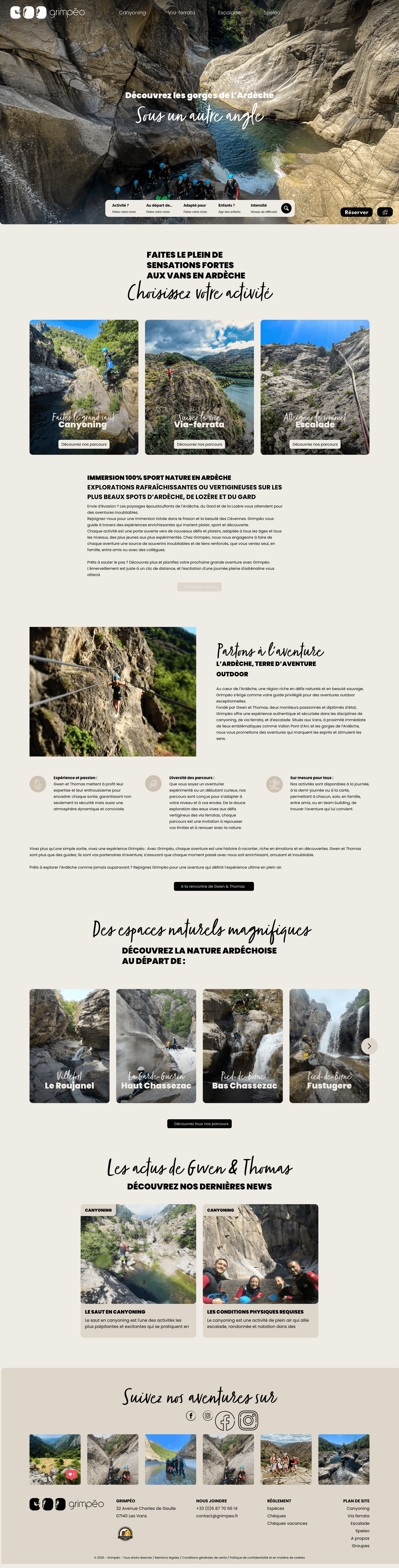 Webdesign de la page d'accueil de Grimpeo.fr