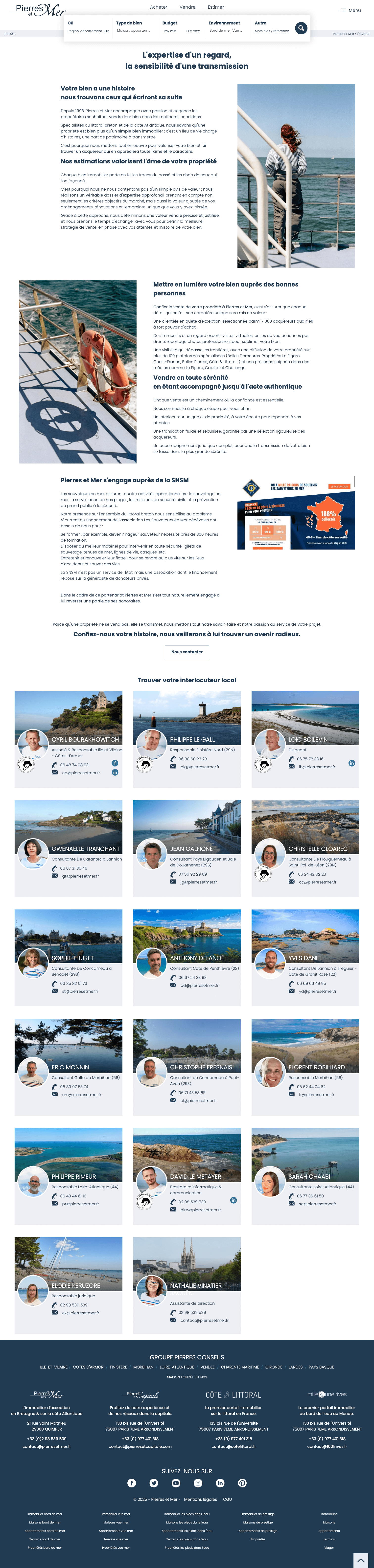 Webdesign de la page de présentation l'agence Pierres et Mer