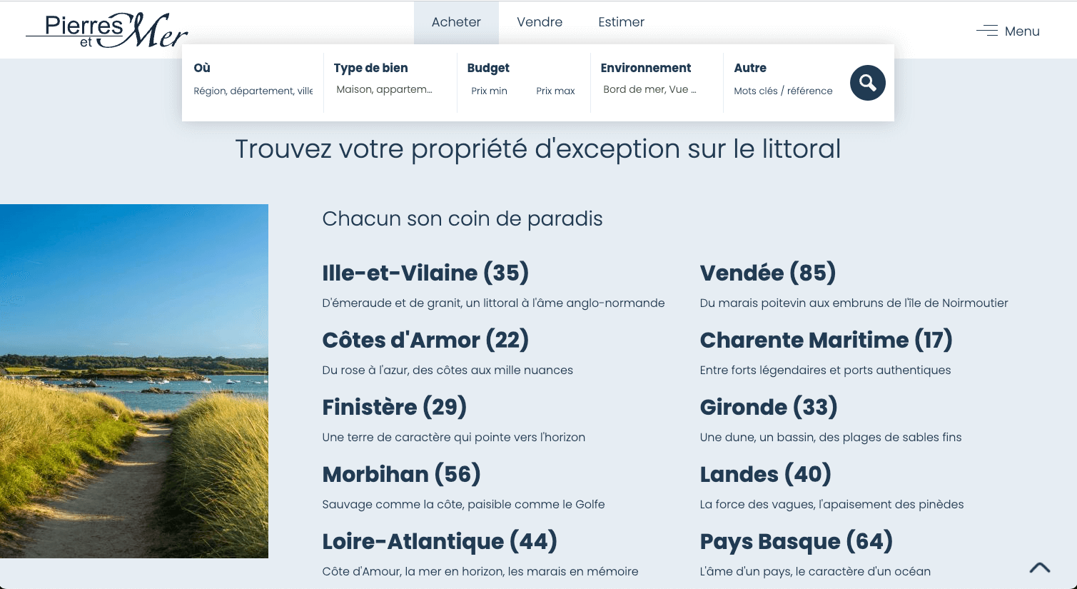 Parcours utilisateur détail du Menu 