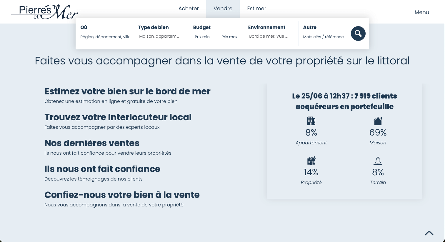 Parcours utilisateur détail du Menu 